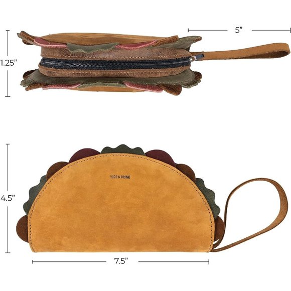 Hide & Drink, Leather Multipurpose Taco Shape Wallet, Make Up Organizer, Cash Ho - Picture 5 of 6